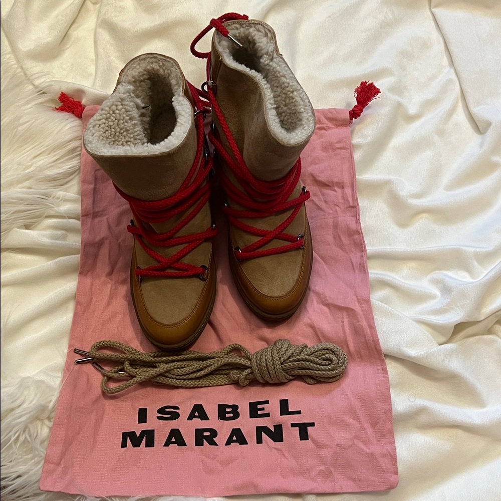 Isabel Marant Nowles Suede & Leather Snow Boot, Brown Size 41 New With Tags - Picture 4 of 12